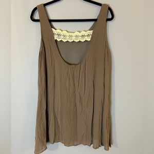 Umgee Olive Tunic Tank Large Crochet Back Detail